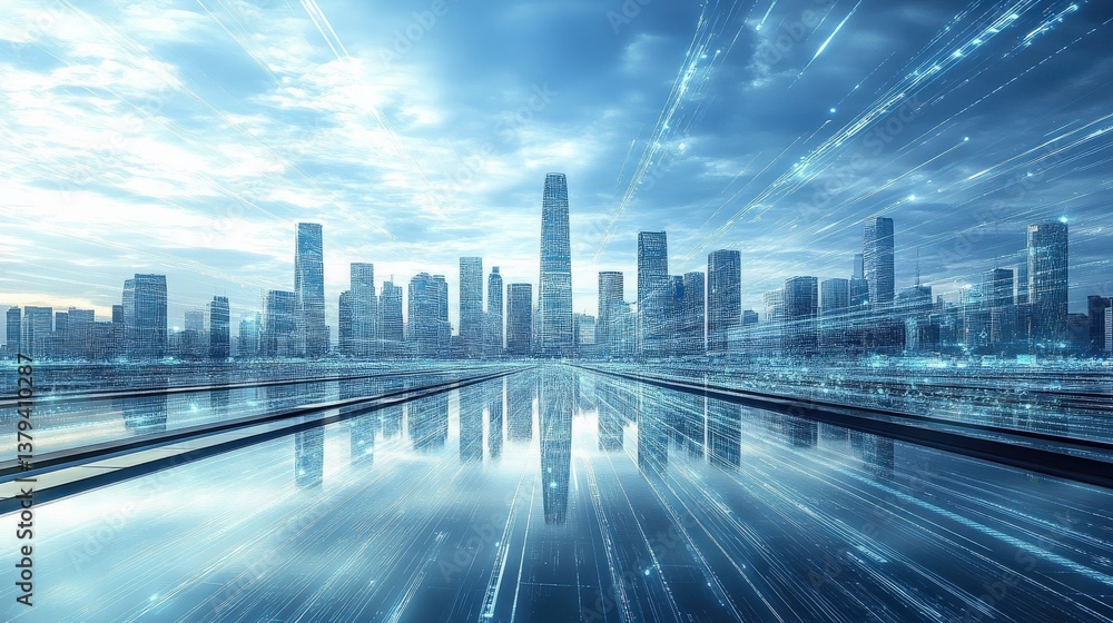 Fototapeta premium Digital Cityscape of the Future