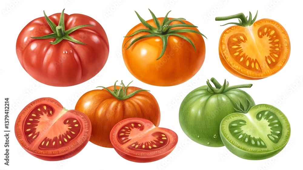 Various tomatoes isolated on white background Various tomatoes isolated on white background