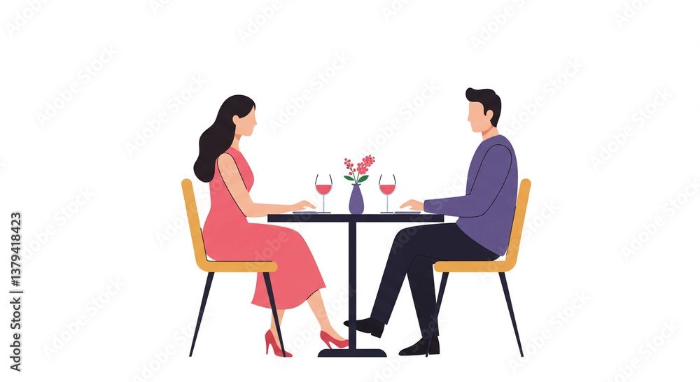 Romantic Dinner: A couple enjoying a date night at a restaurant. Sharing a romantic dinner, raising glasses, celebrating and building a deep connection. Romantic Dinner: A couple enjoying a date night at a restaurant. Sharing a romantic dinner, raising glasses, celebrating and building a deep connection.