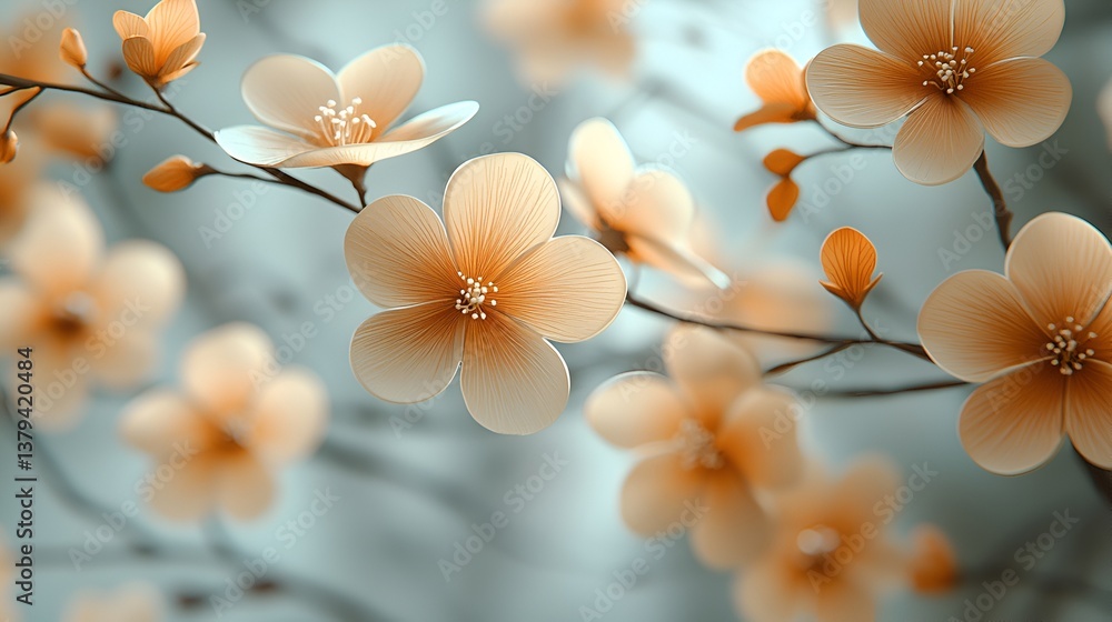 Fototapeta premium Delicate Peach Blossom Branch in Soft Light