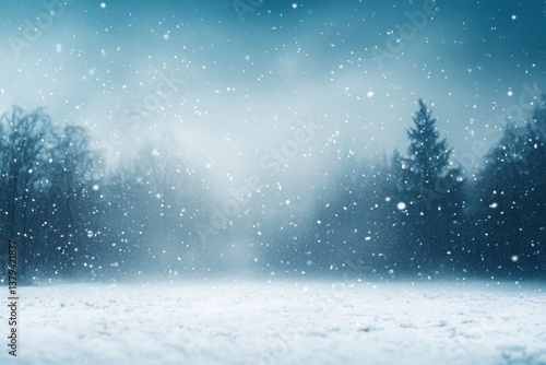 Wallpaper Mural Winter forest landscape with snowfall and pine trees Torontodigital.ca