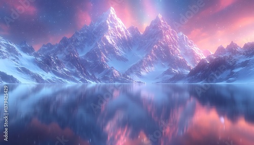 Majestic Snow Mountains Sunset Reflection.