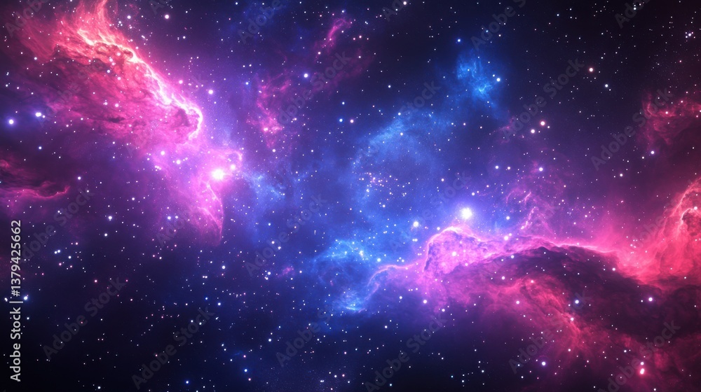 Fototapeta premium Background with Glowing Light Particles in a cosmic nebula