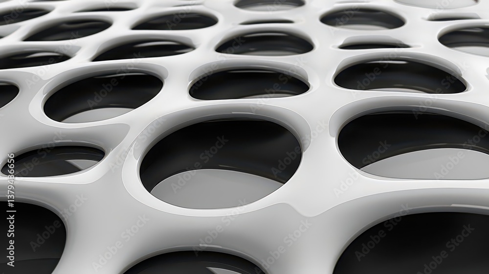 Abstract structure with interconnected holes, showcasing a modern design aesthetic. Abstract structure with interconnected holes, showcasing a modern design aesthetic.