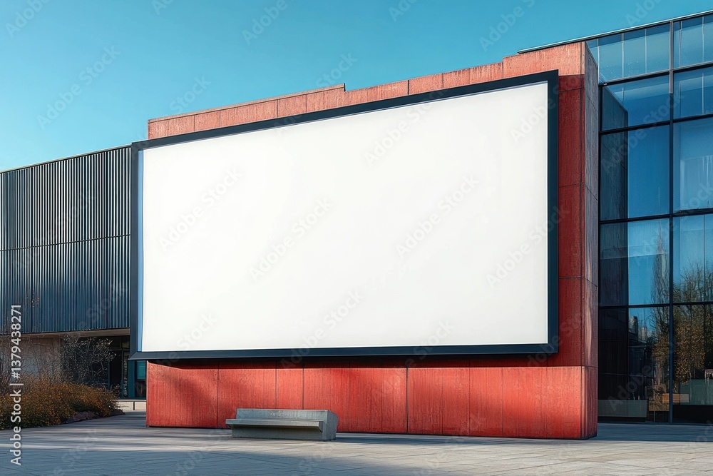 Blank Billboard Sign Mockup Urban Environment Minimalist Architecture Modern Building Facade Blank Billboard Sign Mockup Urban Environment Minimalist Architecture Modern Building Facade