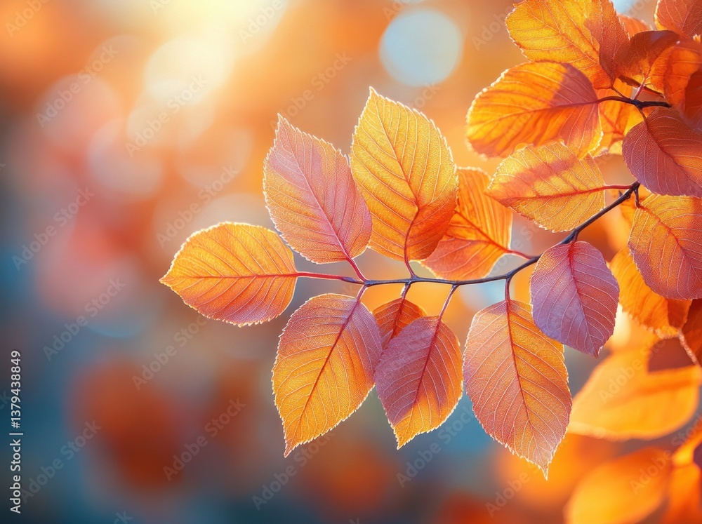 Autumn Leaves in Warm Sunlight with Soft Bokeh Background Autumn Leaves in Warm Sunlight with Soft Bokeh Background