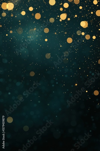 Golden bokeh on a dark teal background