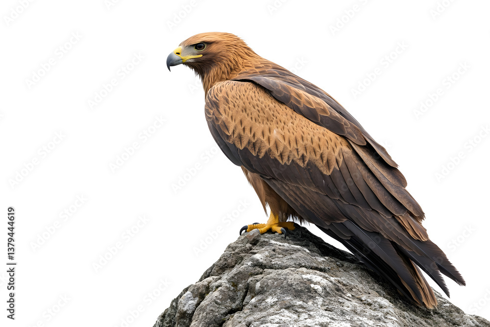 Eagle Perched on Rock, Majestic Bird Eagle Perched on Rock, Majestic Bird