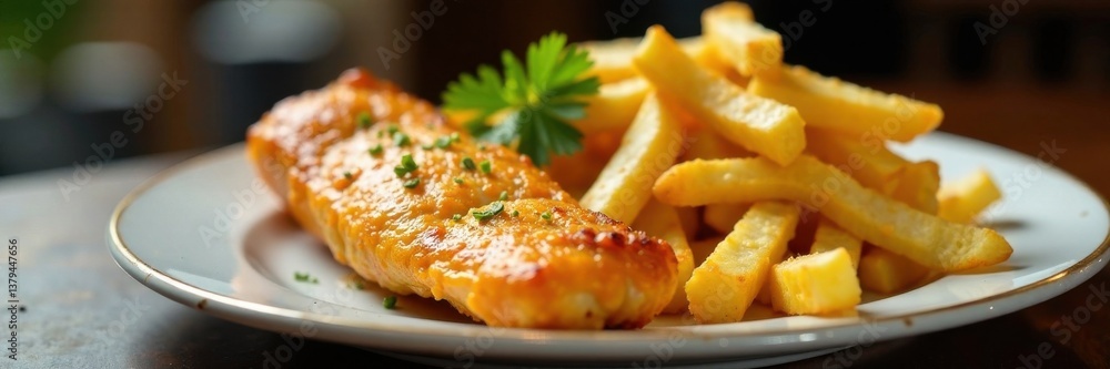 Tasty fish and chips dish on plate , fish and chips, plate, food Tasty fish and chips dish on plate , fish and chips, plate, food