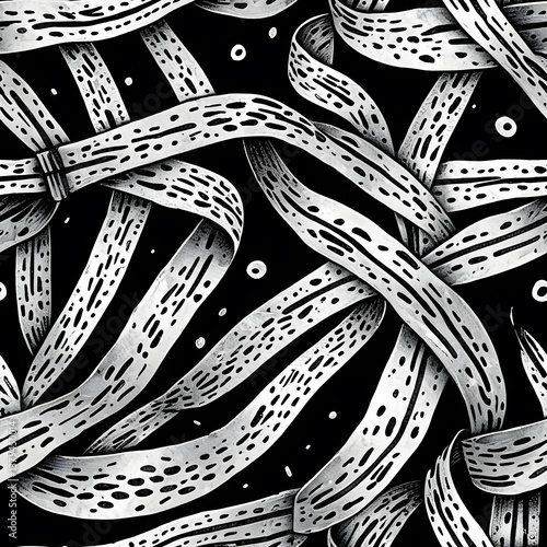 black and white ribbon strap pattern