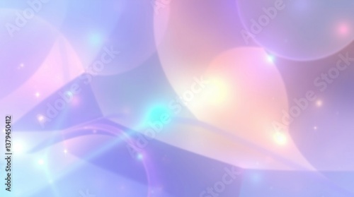Abstract Soft Light Background with Glowing Spheres and Geometric Shapes