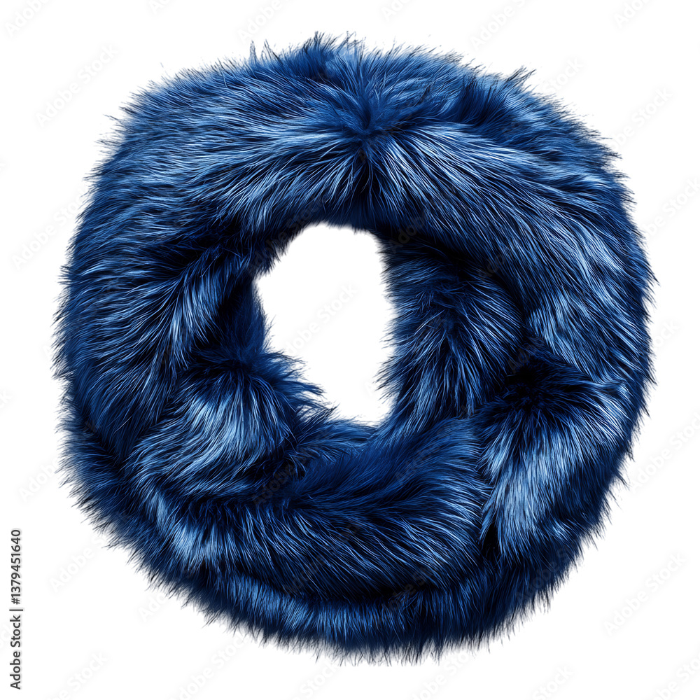 Faux Fur Scarf in Deep Blue with Fluffy Texture Isolated on Transparent Background Faux Fur Scarf in Deep Blue with Fluffy Texture Isolated on Transparent Background