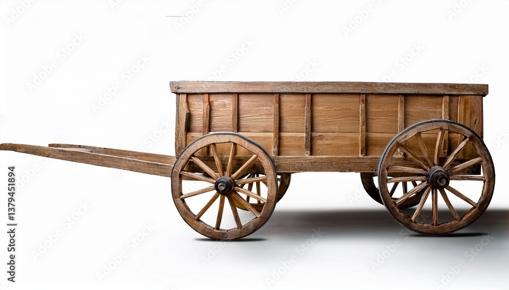Fototapeta premium old wooden cart on white background