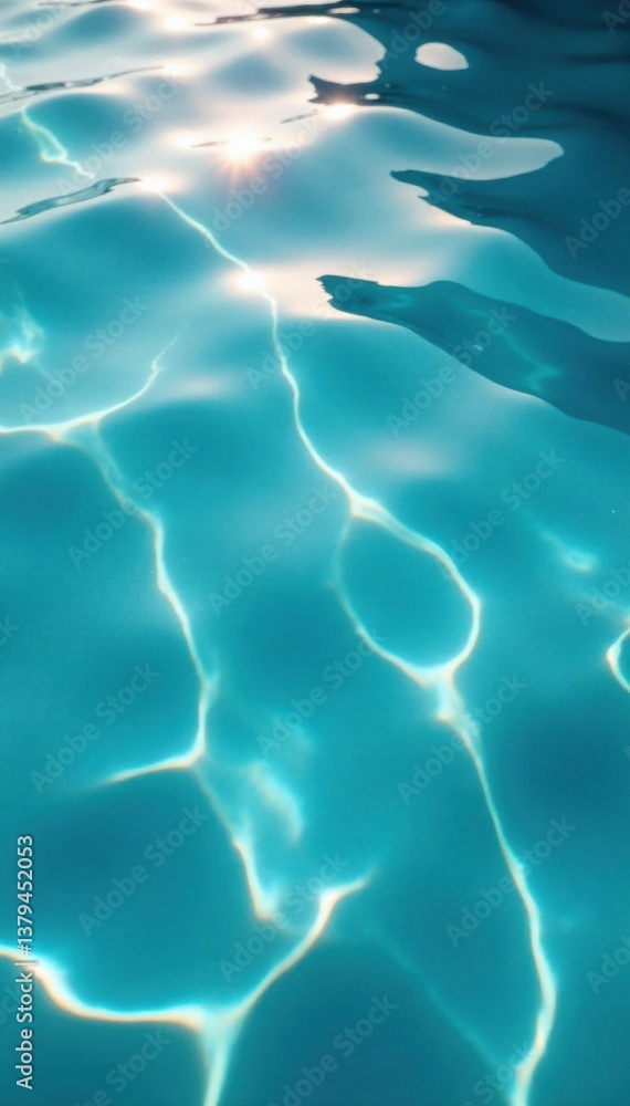 Fototapeta premium Sparkling clear water surface with circular waves, circular waves, reflection, ocean waves