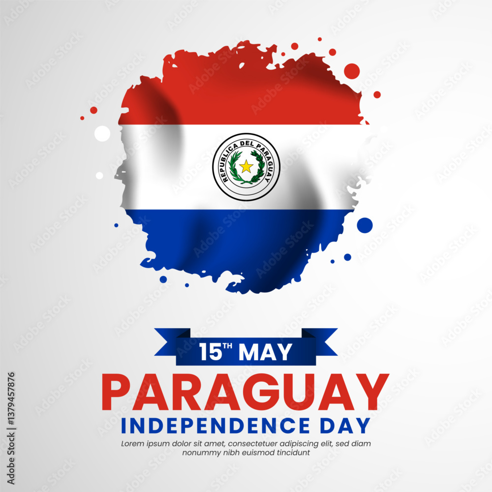 Obraz premium Paraguay Brush painted grunge flag for Independence day square background