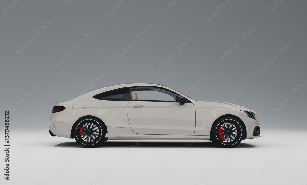 White Luxury car on white grey background White Luxury car on white grey background