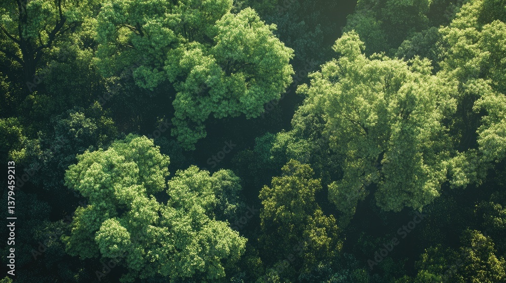 Aerial View: Lush Green Forest Canopy. Aerial View: Lush Green Forest Canopy.