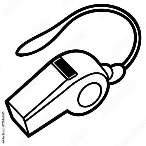 A simple black silhouette of a whistle vector illustration on transparent background, PNG