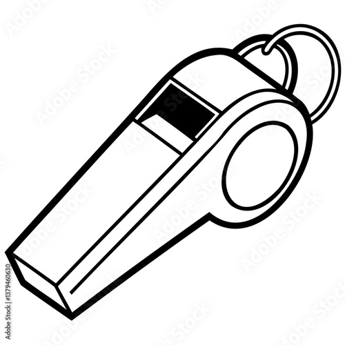 A simple black silhouette of a whistle vector illustration on transparent background, PNG
