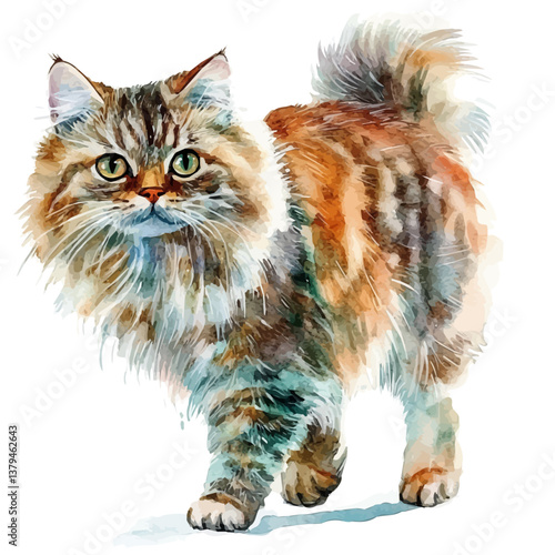 watercolor vector of Cat, isolated on a white background. Cat vector
