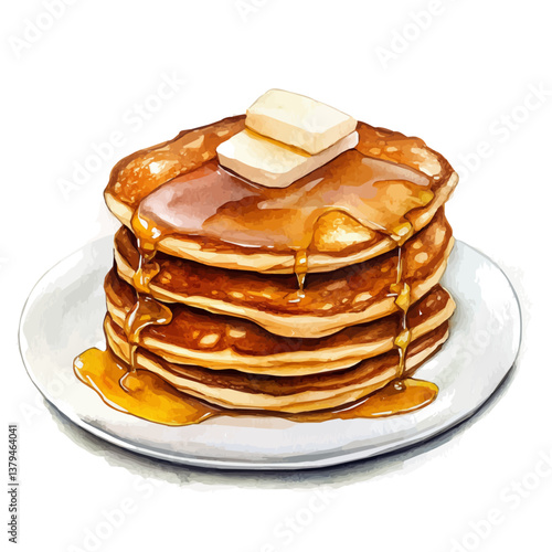 watercolor vector of Pancakes, isolated on a white background. Pancakes vector
