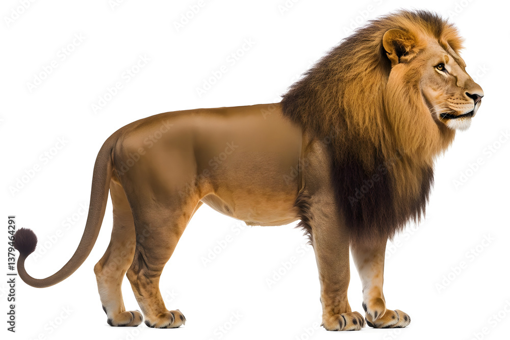 Obraz premium Majestic Lion Stands Proudly, Wild Cat