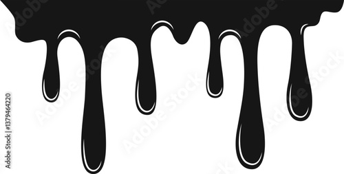 Slow-moving, viscous oil forming an organic drip.