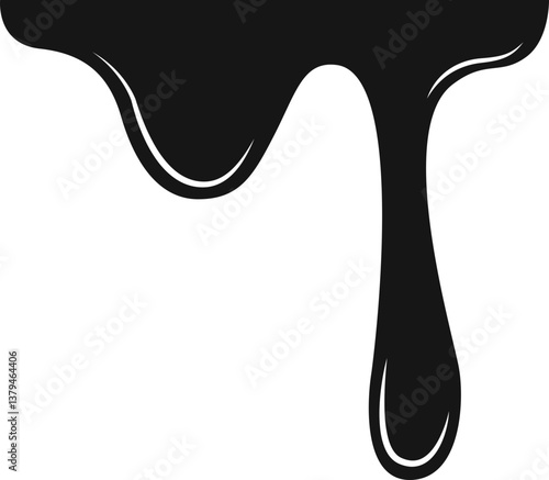 Thick carbon-rich liquid flowing with small dripping extensions.