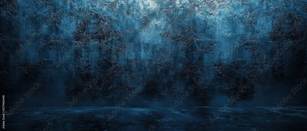Obraz premium Dark Blue Concrete Wall Texture Moody Cinematic Atmosphere Scary and Mysterious Background