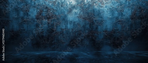 Dark Blue Concrete Wall Texture Moody Cinematic Atmosphere Scary and Mysterious Background