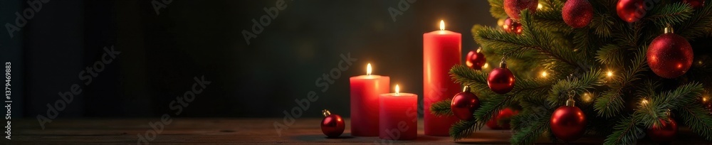 Luxurious Christmas tree setup with elegant candles,, candlelight, luxury, elegance Luxurious Christmas tree setup with elegant candles,, candlelight, luxury, elegance