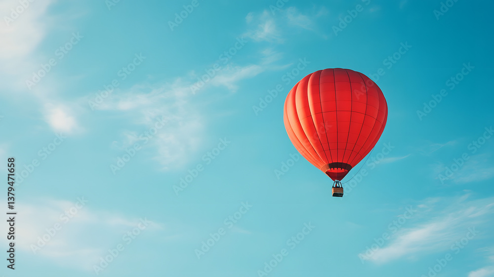 Naklejka premium balloon, air, sky, hot, hot air balloon, flight, colorful, flying, fly, ballooning, basket, adventure, travel, float, fun, transportation, high, red, color, blue, transport, sport, up, summer, balloon