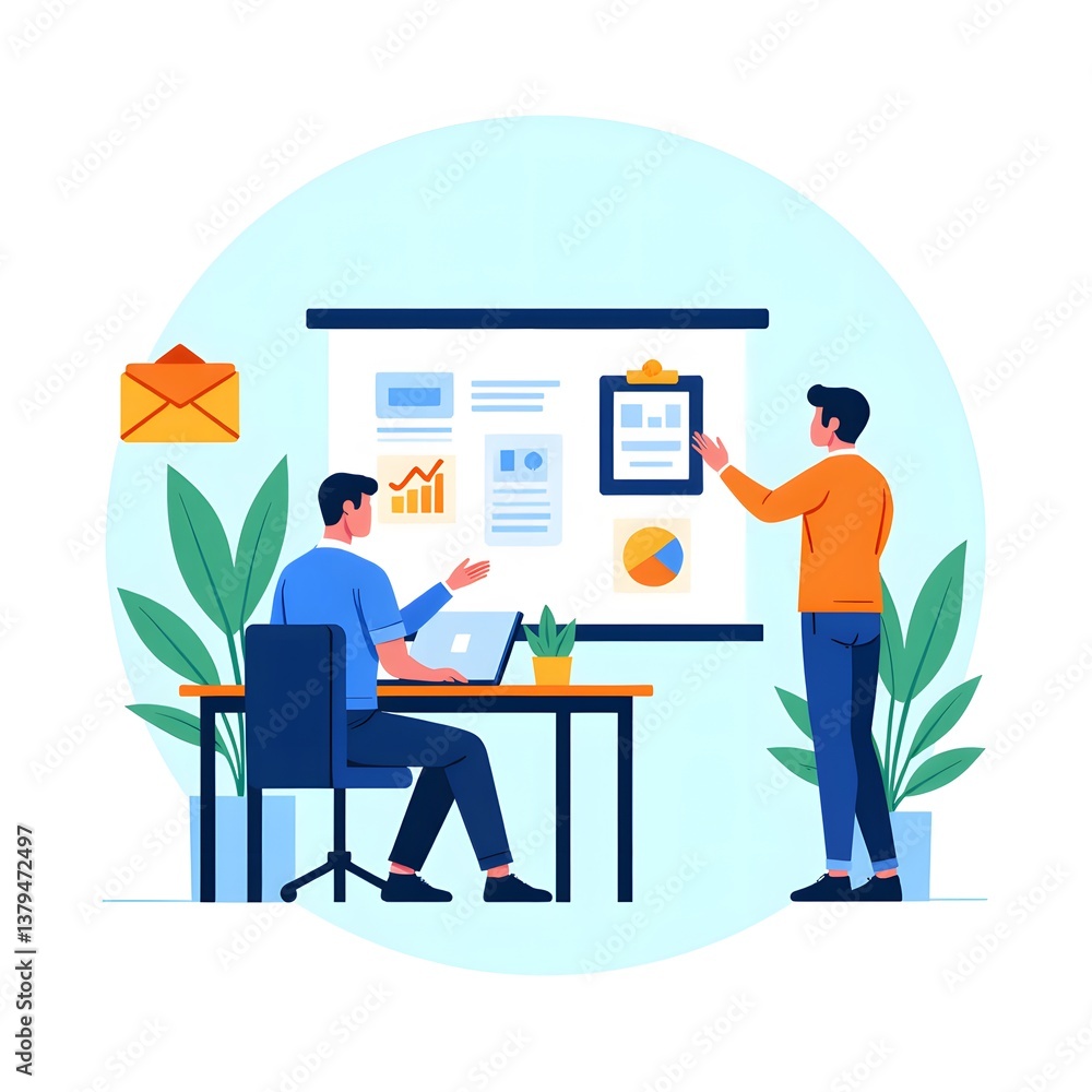Flat Vector of Professionals Working in Office Flat Vector of Professionals Working in Office