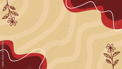 A Dreamy Abstract Floral Composition with Flowing Lines and Soft Pastel Hues of red color. floral and flowing lines banner template