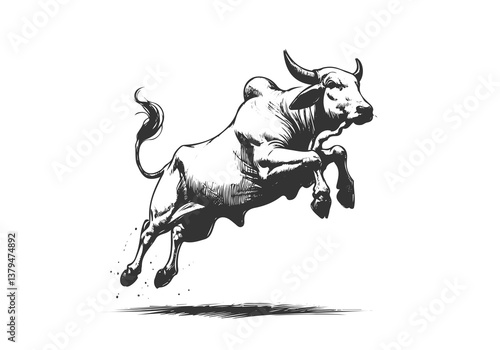 Brahman Cattle hand drawn sketch illustration vector