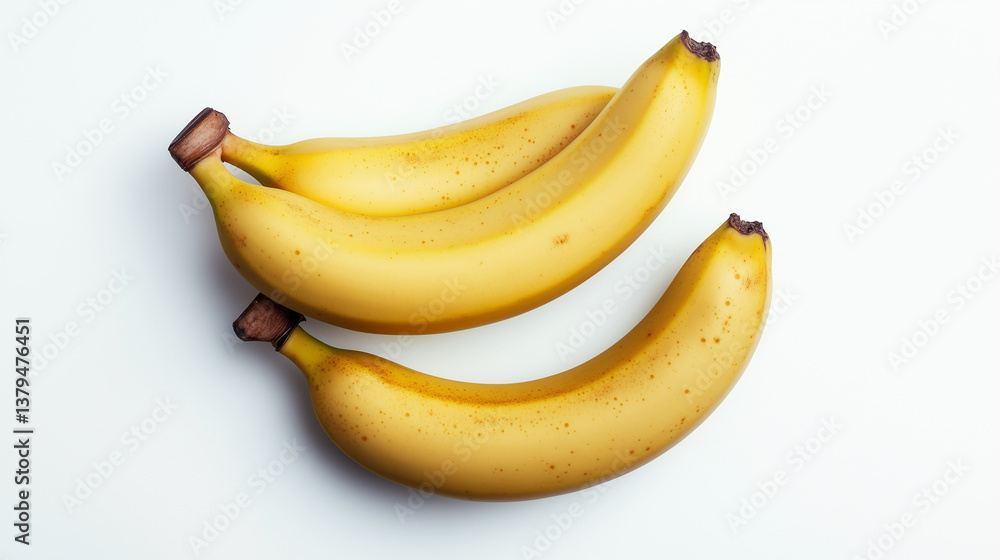 A bunch of fresh, ripe bananas with smooth yellow skin, isolated on a white background. A bunch of fresh, ripe bananas with smooth yellow skin, isolated on a white background.