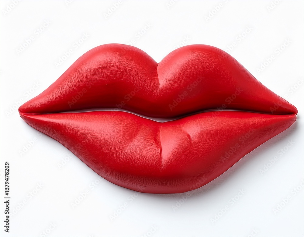 lips symbol made from plasticine modeling clay isolated on white background