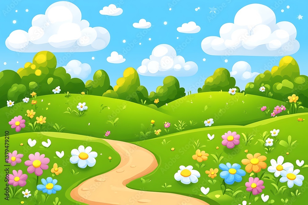 Fototapeta premium Spring Meadow Path.