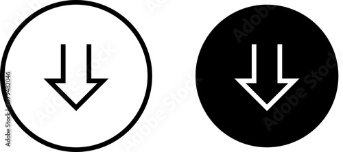 Down arrow icon in a circular shape representing economic decline, sales drop, or negative financial impact with transparent background