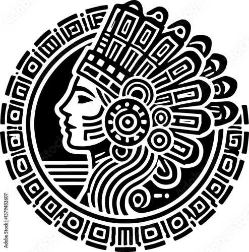 vector sketch illustration silhouette design icon logo symbol maya inca style ethnic traditional vintage classic  0.eps