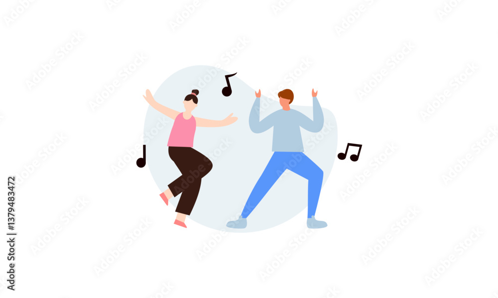 Happy people dancing character illustration Happy people dancing character illustration