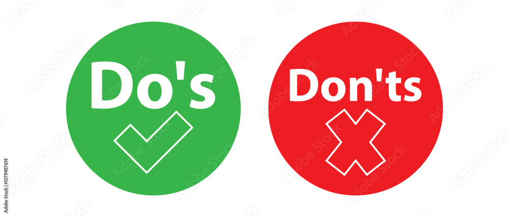 Do's and Don'ts icon. flat style Do's and Don'ts icon on white background. Do's and Don'ts icon. flat style Do's and Don'ts icon on white background.
