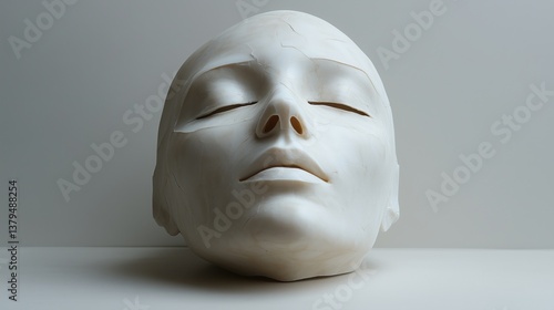 Plaster sculpture of woman’s face with closed eyes