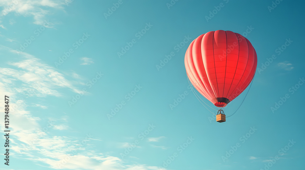 Fototapeta premium balloon, air, sky, hot, hot air balloon, flight, colorful, flying, fly, basket, ballooning, adventure, high, travel, fun, float, transportation, balloons, red, color, blue, sport, clouds, summer, ball