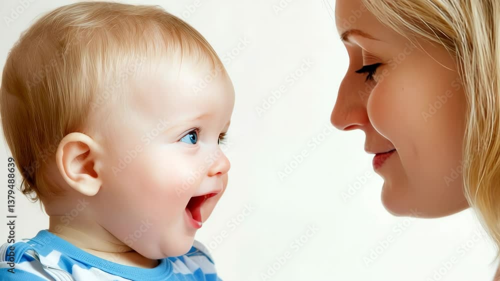 Joyful Bonding Smiling Mother and Baby Share Special Moment