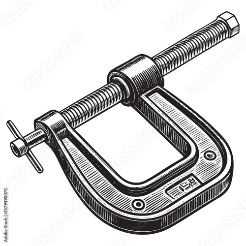 clamp vector engraving illustration