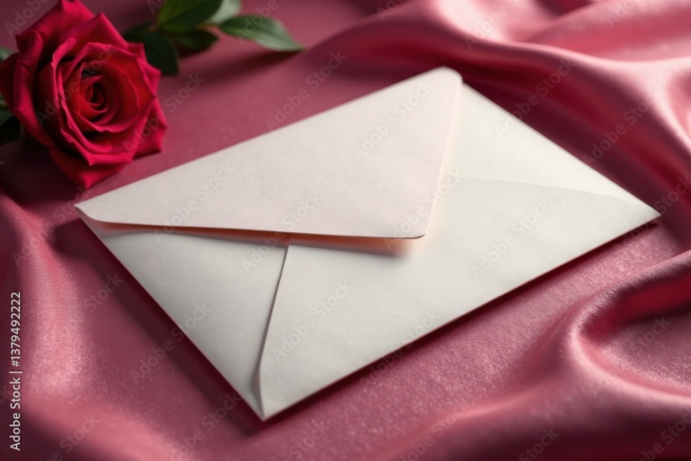 Elegant event invitation set with folded envelope on a luxurious table, event, invitation Elegant event invitation set with folded envelope on a luxurious table, event, invitation