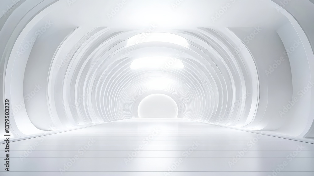 Obraz premium Futuristic White Architectural Tunnel