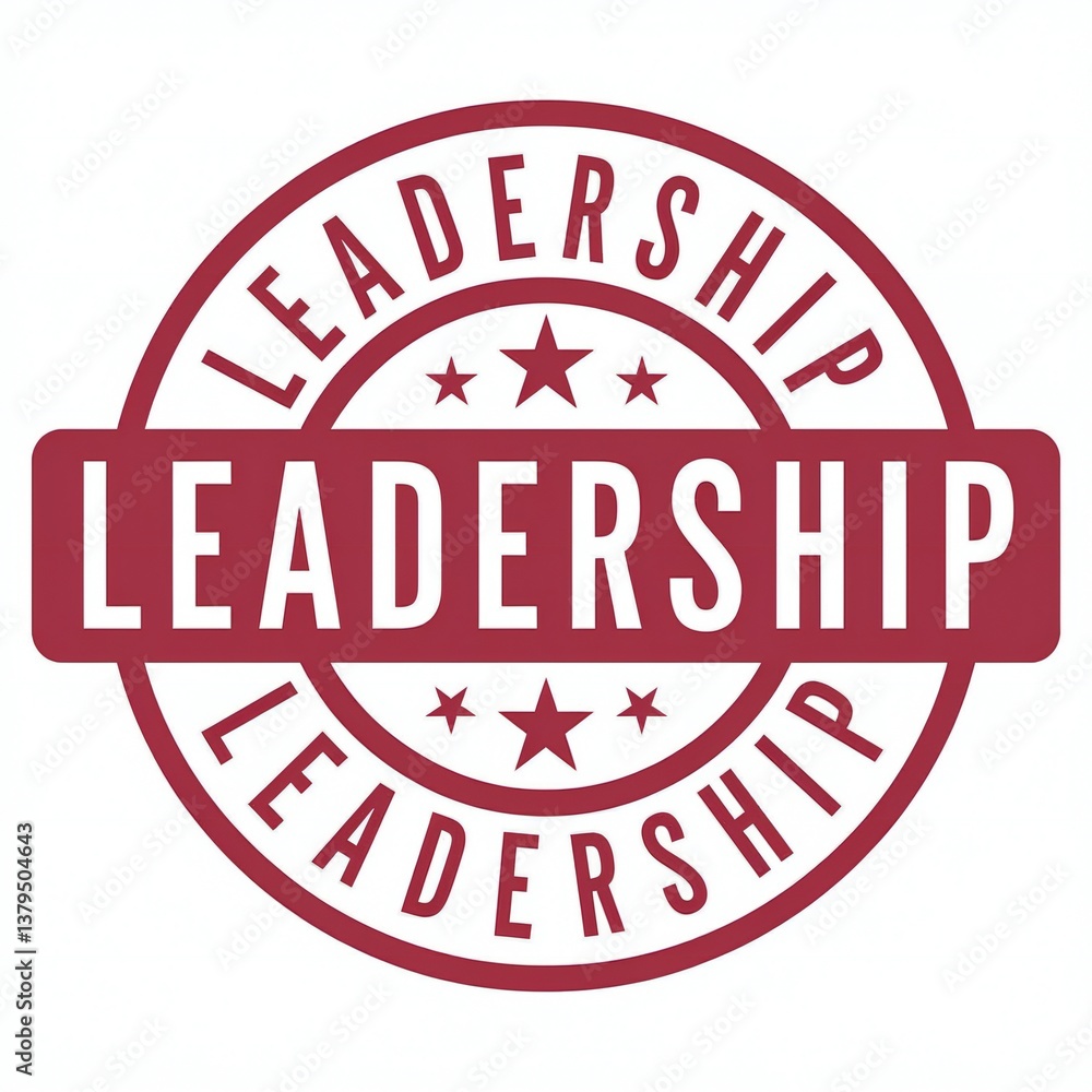 Leadership Stamp Graphic Design Element Red Circular Seal with Stars and White Text Leadership Stamp Graphic Design Element Red Circular Seal with Stars and White Text