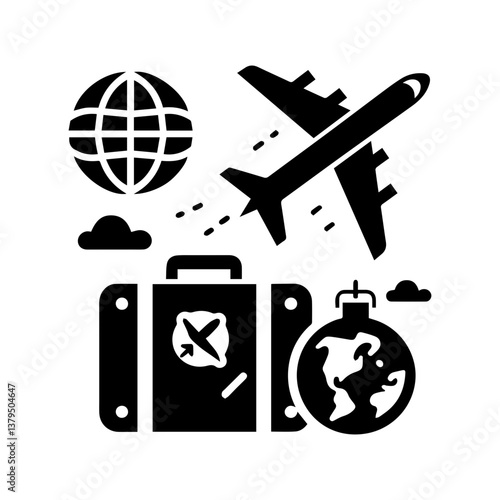 Travel globe trotter icon with transparent background